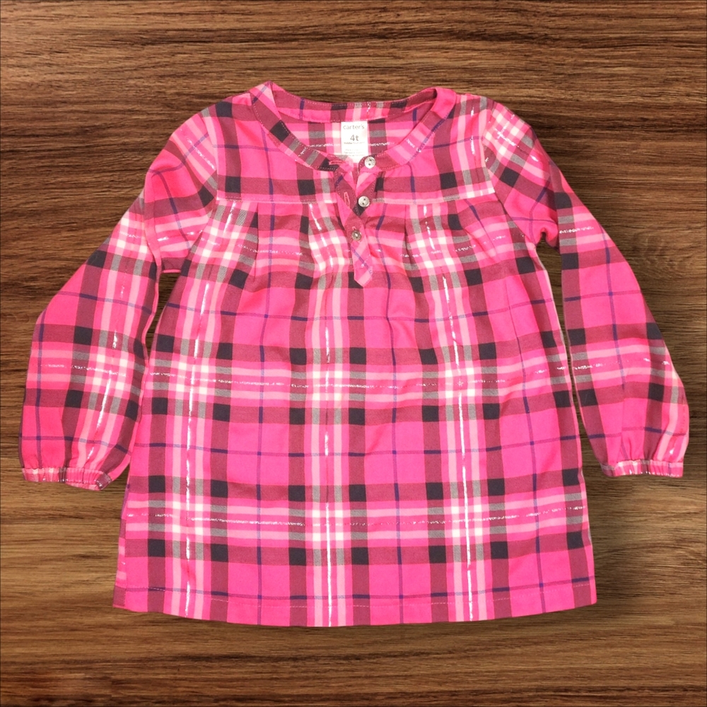 Carter's Long Sleeved Pink Tartan Plaid Dress